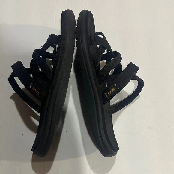 Teva Classic Black Strappy thong Sandals slip ons FB1121J lightweight minimalist - Picture 5 of 10